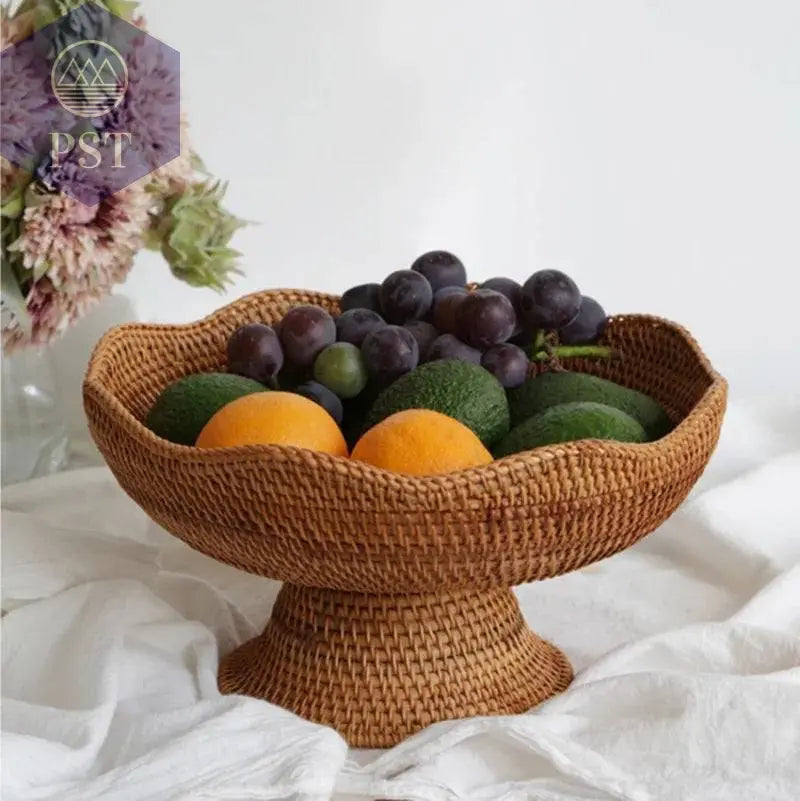 Rattan Fruit Baskets Wicker Storage Bowls Natural Woven Serving Basket Bowls Decorative Baskets for Kitchen Counter Organizing - Property & Safety Tradings