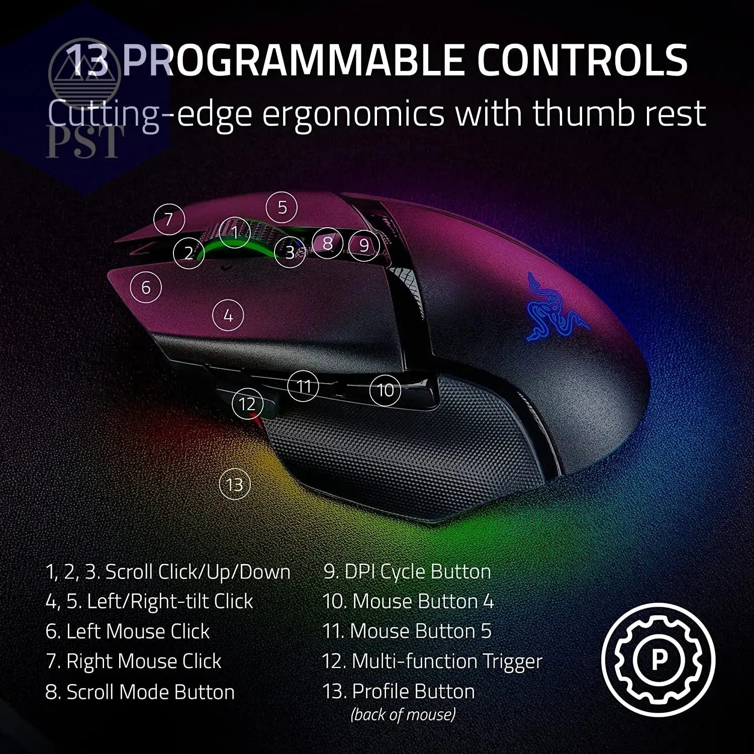 Razer Basilisk V3 Pro Wireless RGB Gaming Mouse Fast Optical Switches Gen-3  11 Programmable Buttons 30K Optical Sensor PST PS Tradings Gaming Mouse PST PS Tradings  PST PS Tradings Razer Basilisk V3 Pro Wireless RGB Gaming Mouse Fast Optical Switches Gen-3  11 Programmable Buttons 30K Optical Sensor Gaming Mouse