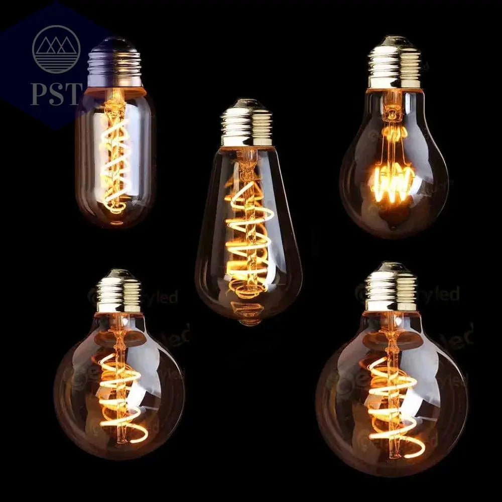 Retro Dimmable LED Edison Bulb E27 3W Gold Spiral Filament ST64 G125 Ampoule LED Lamp Incandescent Chandelier Decorative Lightin       PST PS Tradings