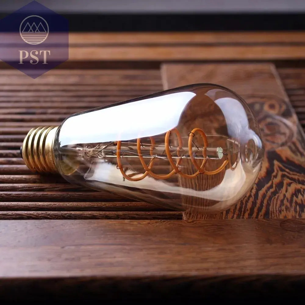 Retro Dimmable LED Edison Bulb E27 3W Gold Spiral Filament ST64 G125 Ampoule LED Lamp Incandescent Chandelier Decorative Lightin       PST PS Tradings