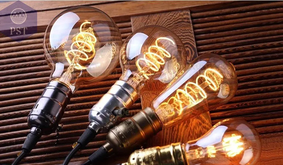 Retro Dimmable LED Edison Bulb E27 3W Gold Spiral Filament ST64 G125 Ampoule LED Lamp Incandescent Chandelier Decorative Lightin       PST PS Tradings