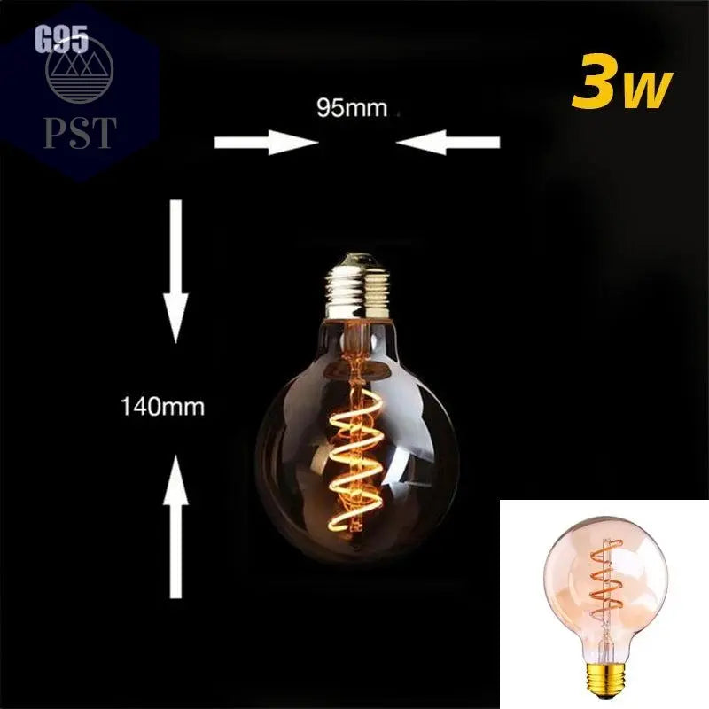 Retro Dimmable LED Edison Bulb E27 3W Gold Spiral Filament ST64 G125 Ampoule LED Lamp Incandescent Chandelier Decorative Lightin       PST PS Tradings