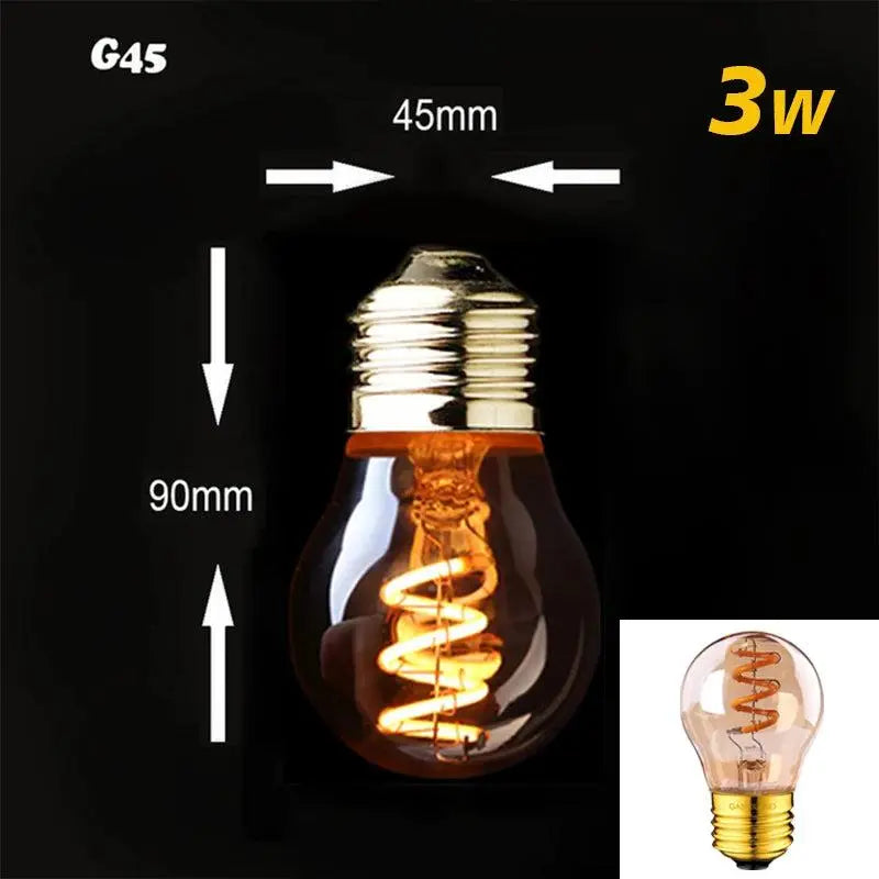 Retro Dimmable LED Edison Bulb E27 3W Gold Spiral Filament ST64 G125 Ampoule LED Lamp Incandescent Chandelier Decorative Lightin       PST PS Tradings