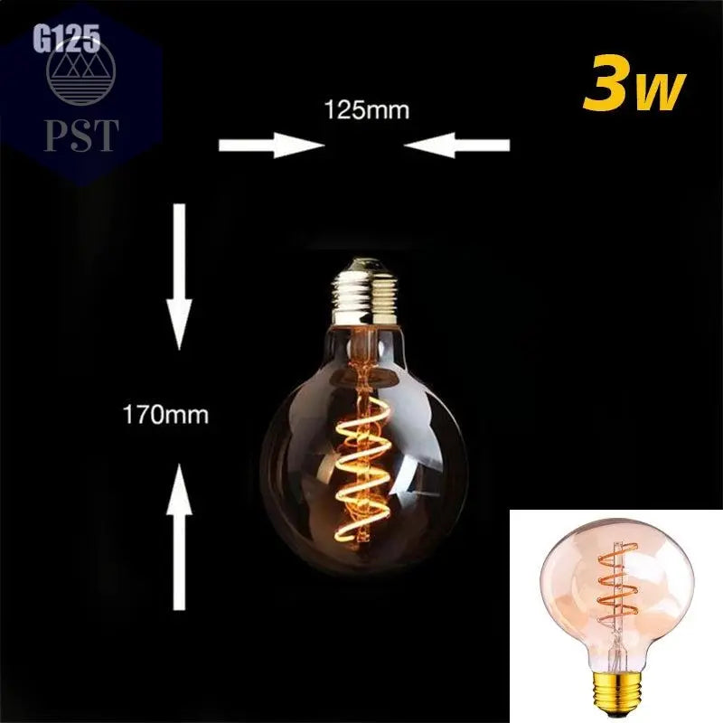 Retro Dimmable LED Edison Bulb E27 3W Gold Spiral Filament ST64 G125 Ampoule LED Lamp Incandescent Chandelier Decorative Lightin       PST PS Tradings