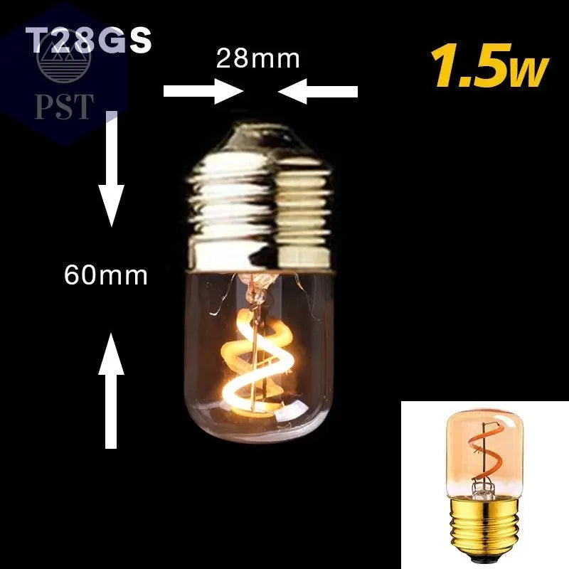 Retro Dimmable LED Edison Bulb E27 3W Gold Spiral Filament ST64 G125 Ampoule LED Lamp Incandescent Chandelier Decorative Lightin       PST PS Tradings