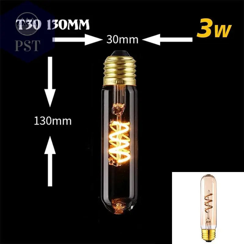 Retro Dimmable LED Edison Bulb E27 3W Gold Spiral Filament ST64 G125 Ampoule LED Lamp Incandescent Chandelier Decorative Lightin       PST PS Tradings