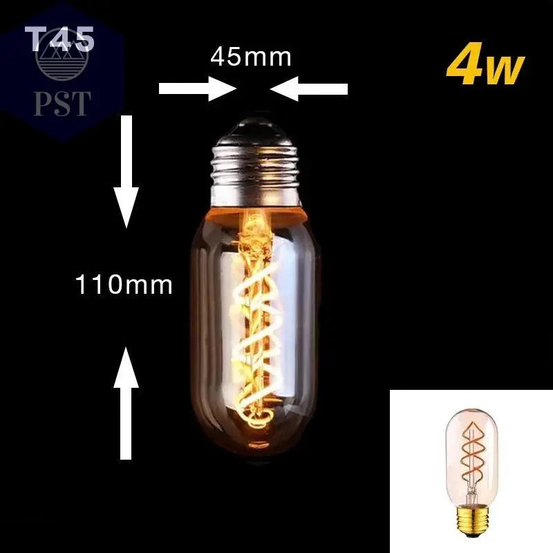 Retro Dimmable LED Edison Bulb E27 3W Gold Spiral Filament ST64 G125 Ampoule LED Lamp Incandescent Chandelier Decorative Lightin       PST PS Tradings