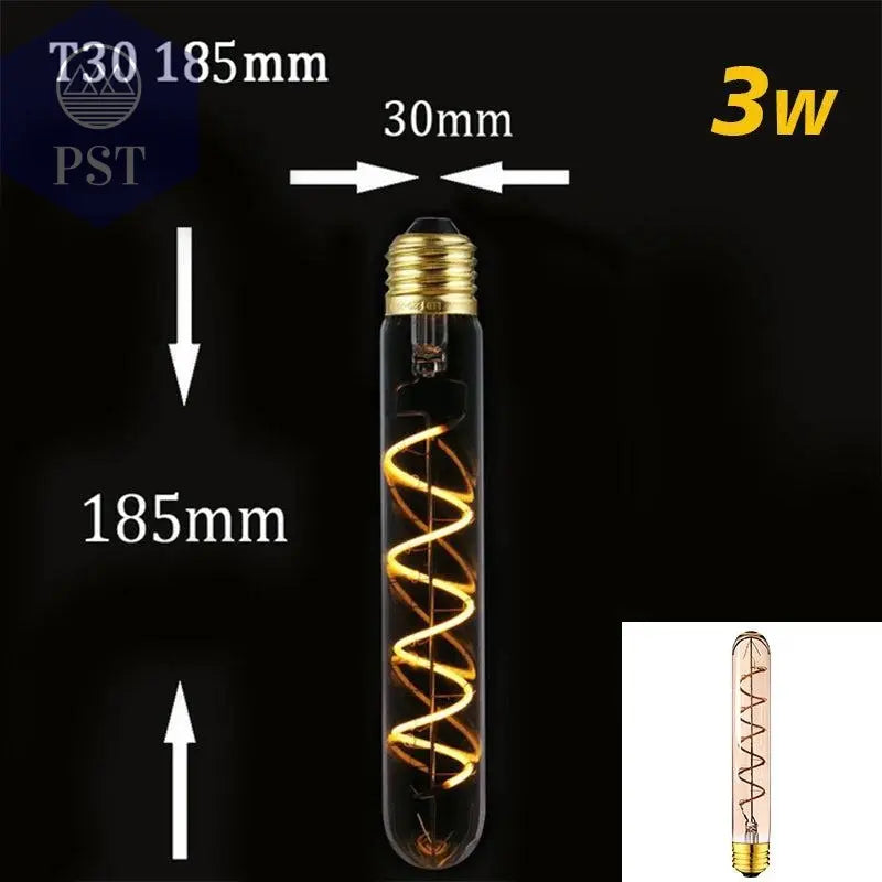 Retro Dimmable LED Edison Bulb E27 3W Gold Spiral Filament ST64 G125 Ampoule LED Lamp Incandescent Chandelier Decorative Lightin       PST PS Tradings