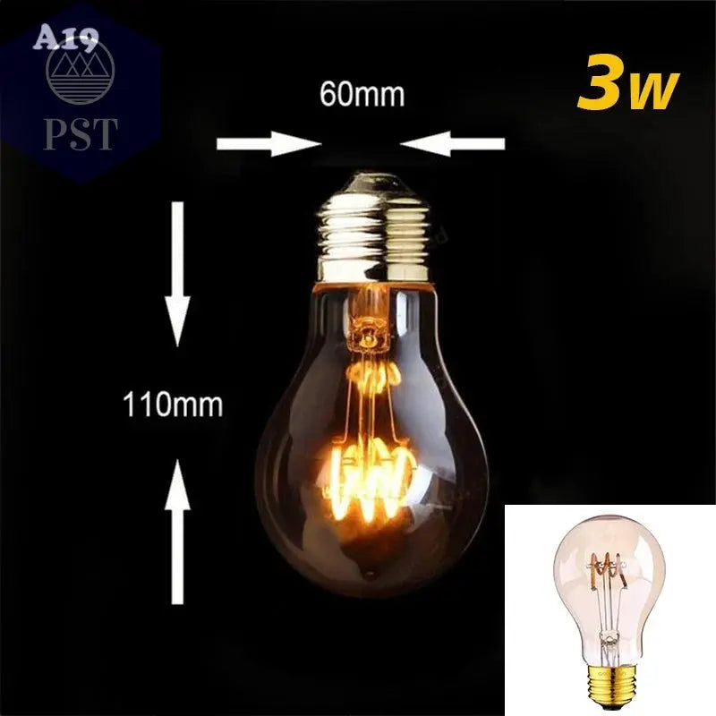 Retro Dimmable LED Edison Bulb E27 3W Gold Spiral Filament ST64 G125 Ampoule LED Lamp Incandescent Chandelier Decorative Lightin       PST PS Tradings