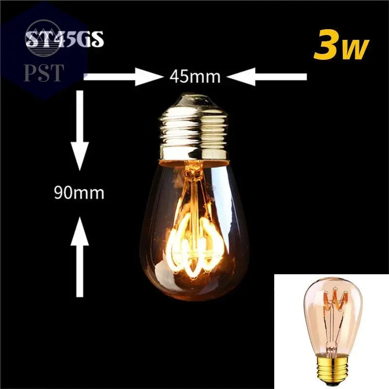 Retro Dimmable LED Edison Bulb E27 3W Gold Spiral Filament ST64 G125 Ampoule LED Lamp Incandescent Chandelier Decorative Lightin       PST PS Tradings