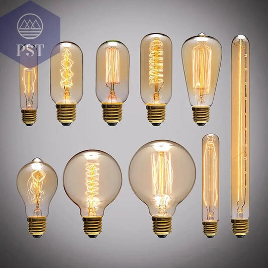 Retro Edison Light Bulb E27 220V 40W ST64 G80 G95 T10 T45 T185 A19 A60 Filament Incandescent Ampoule Bulbs Vintage Edison Lamp       PST PS Tradings