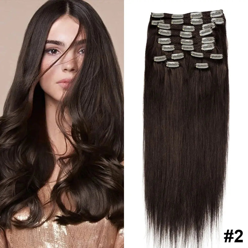 Doreen 160G 200G 240G Volume Series Brazilian Machine Remy Straight Clip In Human Hair Extensions  Full Head 10Pcs 16 to 24 Inch - Property & Safety Tradings