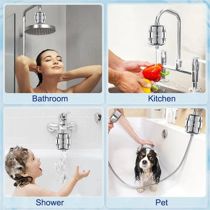 Wheelton Water Filter Purifier KDF+Calcium Sulfite Shower Bathing Softener Chlorine Removal Attach 2 Extra Filters - Property & Safety Tradings