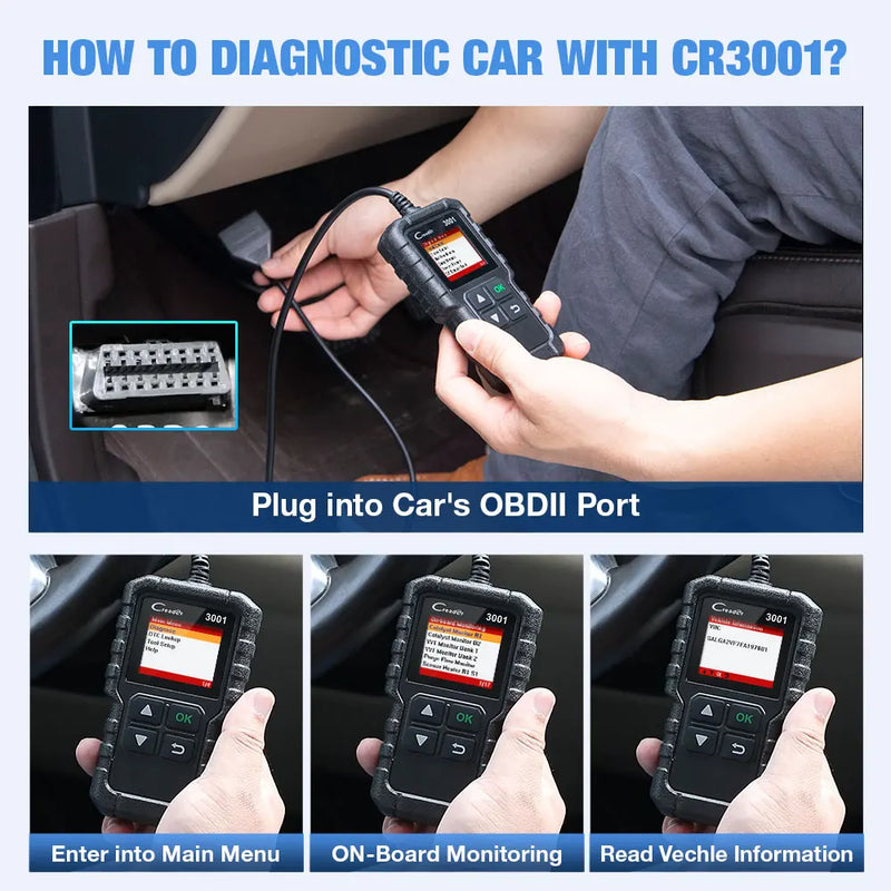 Launch X431 CR3001 Support Full OBDII/EOBD function Creader 3001 diagnostic tool Multilingual code reader scanner PK CR319 OM123 - PST PS Tradings