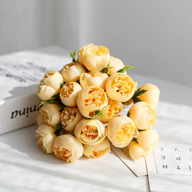 27Heads Peony Artificial Flowers for Home Vase DIY Decor Bride Rose Bouquet Fake Flower Wedding Party Centerpieces Decoration - PST PS Tradings