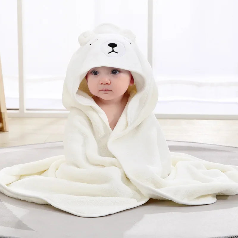 Cartoon Animal Baby Bath Towel Newborn Girl Boy Wrap Blanket Absorbent Baby Bathrobe Hooded Coral Fleece Bath Towels 0-12 Months - PST PS Tradings