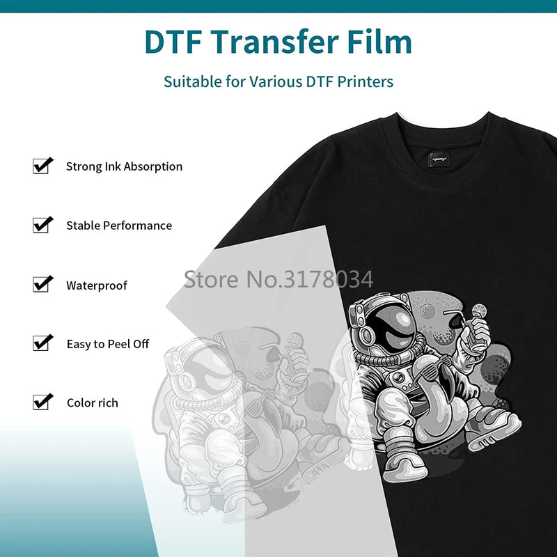 DTF Transfer Film Paper PET Heat Transfer Paper A4 Double-Sided Glossy Clear Pretreat Film for DTF Epson Inkjet Printer - PST PS Tradings