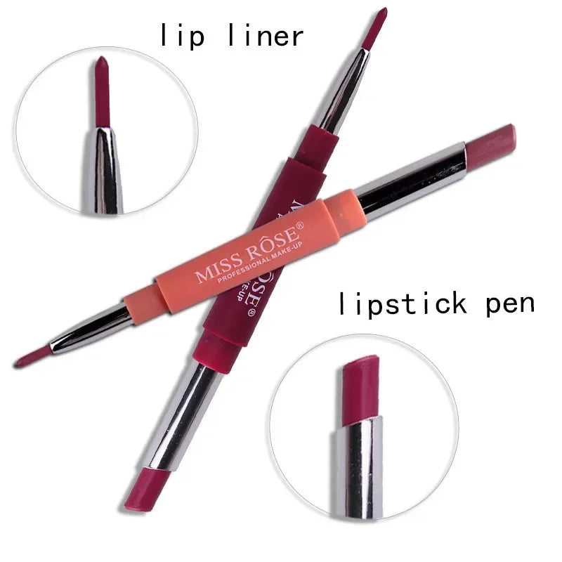 8 farbe Doppel-ende Lip Make-Up Lippenstift Bleistift Wasserdichte Langlebige Farbton Sexy Red Lip Stick Schönheit Matte Liner stift Lippenstift