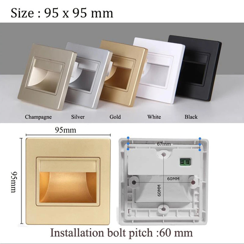 Einbau in LED-Treppen licht 85-265V Wand leuchte Beleuchtung Schritt Treppe Gang Lampen warm kühl weiß Keller Durchgang Fuß lichter