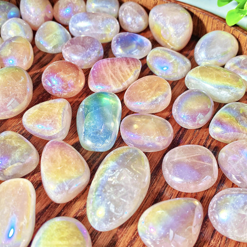 5PCS 10-50mm High Quality Aura Rose Quartz Natural Tumbled Crystal Stones Natural Crystals Chip Quartz Minerals,Gemstones - Property & Safety Tradings