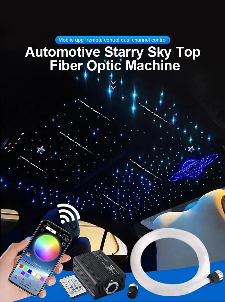 16W LED Twinkle RGBW Roof Fiber Optic Starry Sky Lights For Car Interior Ceiling Lighting Kit APP Music Control LED Ambient Lamp - Property & Safety Tradings