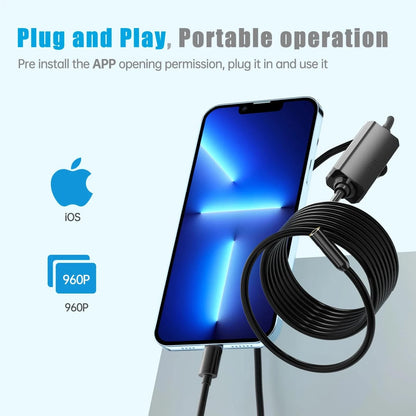 F99 Wifi Endoscope Camera HD720P 8mmLens USB Camera Semi-rigid Cable Waterproof Iphone Android Wireless Car Inspection Borescope - PST PS Tradings