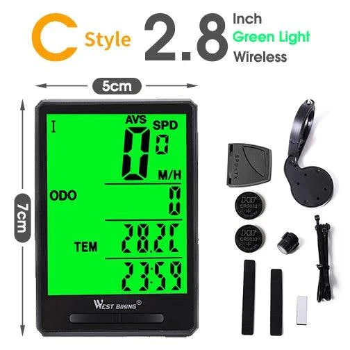 WEST BIKING 2.8 inch Bicycle Computer Large Screen Speedometer Wireless Wired Waterproof Sensor Cycling Odometer Bike Computer - Property & Safety Tradings