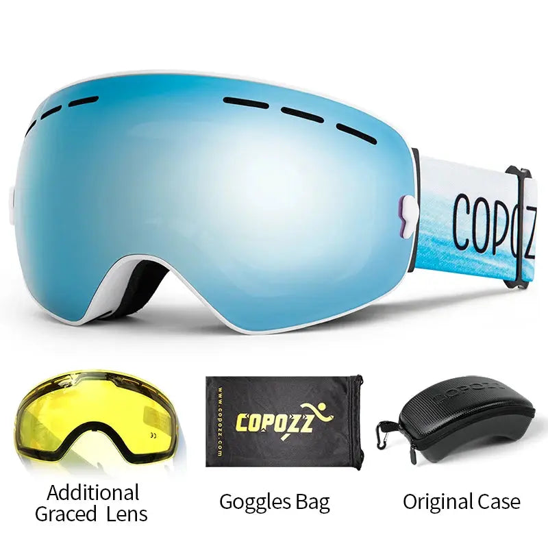 COPOZZ Brand Professional Ski Goggles Double Layers Lens Anti-fog UV400 Big Ski Glasses Skiing Snowboard Men Women Snow Goggles - Property & Safety Tradings