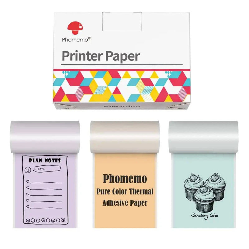 White Non-Adhesive Thermal Paper Sticker Paper for Phomemo M04S/M04AS Bluetooth Thermal Printer Black on White 50mm 107mm 110mm - PST PS Tradings