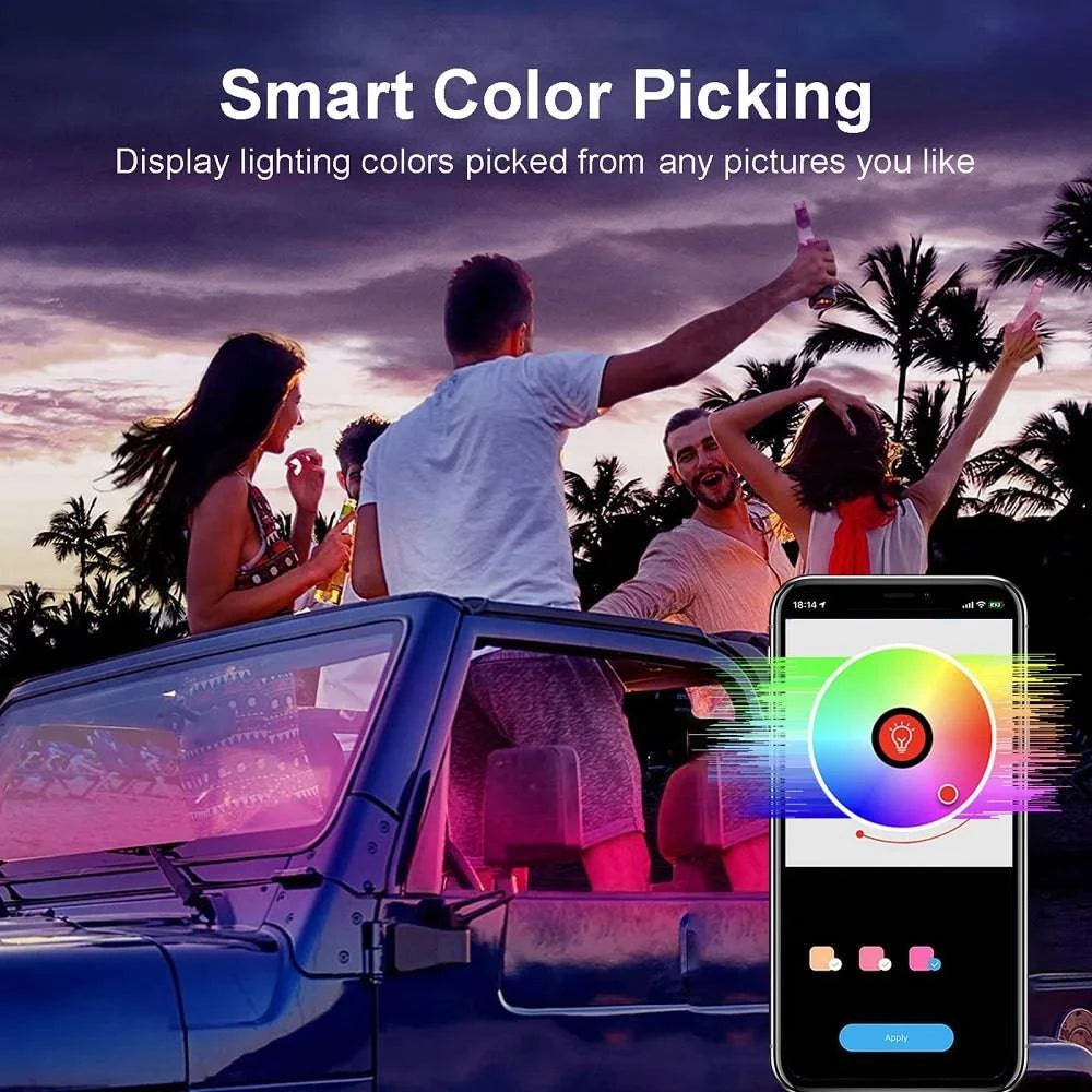 Universal Car Ambient Light Kit With Wireless APP Control 256 RGB Dream Color and 55 Preset Modes LED Neon Footlight Accessories - Property & Safety Tradings