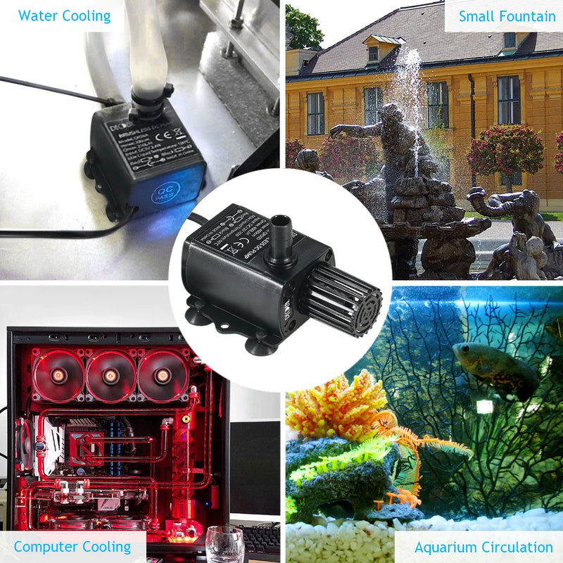 Decdeal Ultra-quiet Mini DC12V 10W Brushless Water Pump with 5.5*2.1mm Female Waterproof Submersible Fountain Aquarium - PST PS Tradings