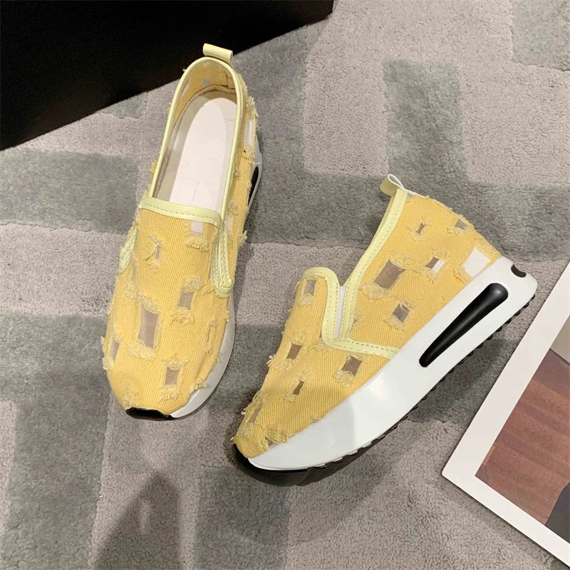 Shallow Mouth Flax Summer Shoes Ladies Tennis Female Round Toe Women's   Slip-on Casual Sneaker Flats Linen 2023 New - Property & Safety Tradings