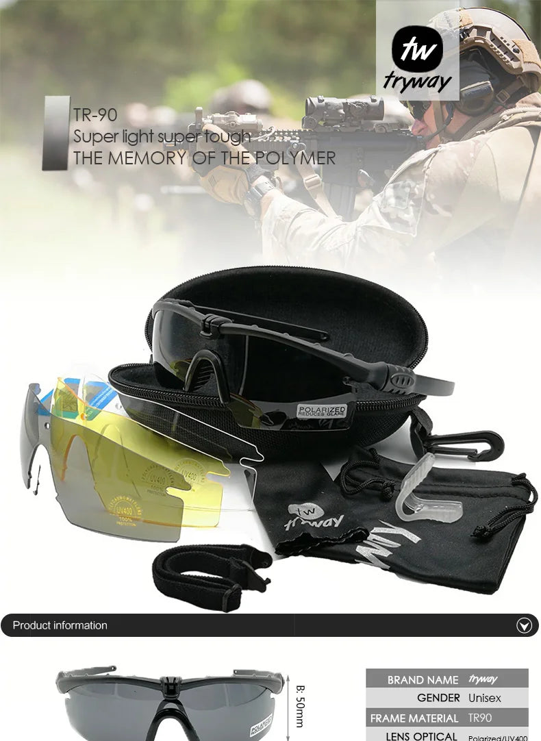 Tactical Professional Protective Military Polarized Glasses-Shooting Gafas Sports Hiking Cycling Paintball Safety Eyewear - PST PS Tradings