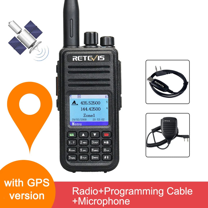 Retevis RT3S Walkie Talkie DMR Радио UHF VHF Цифровая любительская радиостанция 5 Вт Дальнего действия Любительские радиостанции Рации Профессиональный GPS