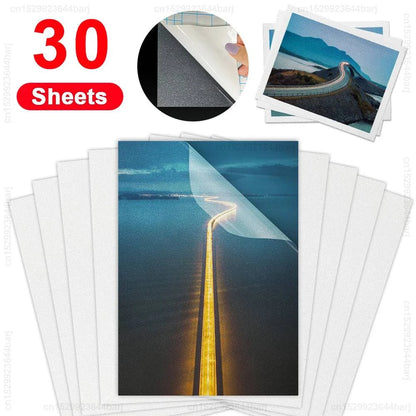 30/50 Sheets Cold Laminating Film Self-Adhesive A4 Transparent Holographic Overlay Lamination Film Waterproof Sticker Paper film - PST PS Tradings