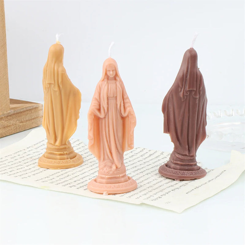 Religious Blessed Virgin Mary Candle Silicone Mold Madonna Goddess Female Deity Portrait Scented Plaster Jesus Resin Epoxy Mould - PST PS Tradings