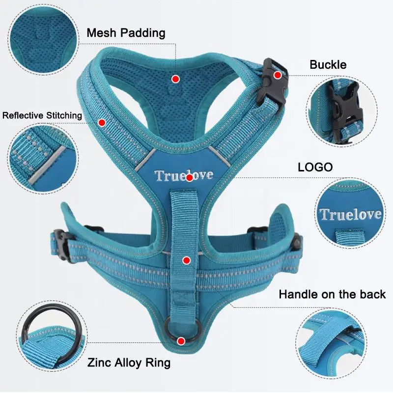 Truelove Sport Nylon Reflektierende Keine Pull Hund Harness Outdoor Abenteuer Pet Weste mit Griff xs bis xl 5 farben in lager fabrik