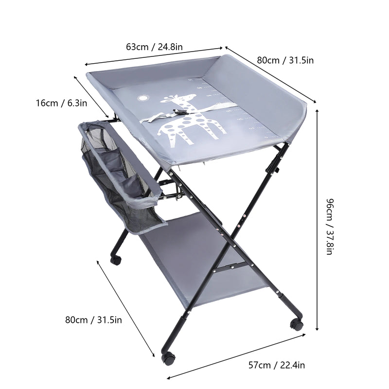 Portable Baby Changing Table Folding Nursery Changing Station Black/Khaki/Gray Load Capacity 15kg - PST PS Tradings