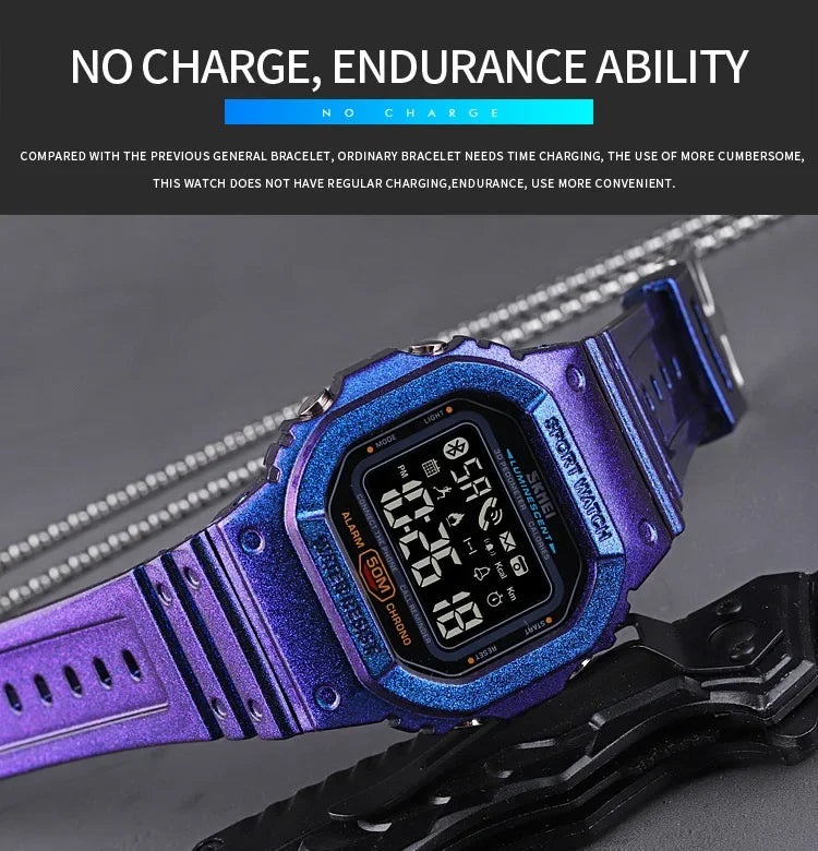 SKMEI 1629 Sports Digital Men Watch Military Pedometer Calorie Tracker Bluetooth Waterproof Mens Wristwatches Reloj Masculino - PST PS Tradings