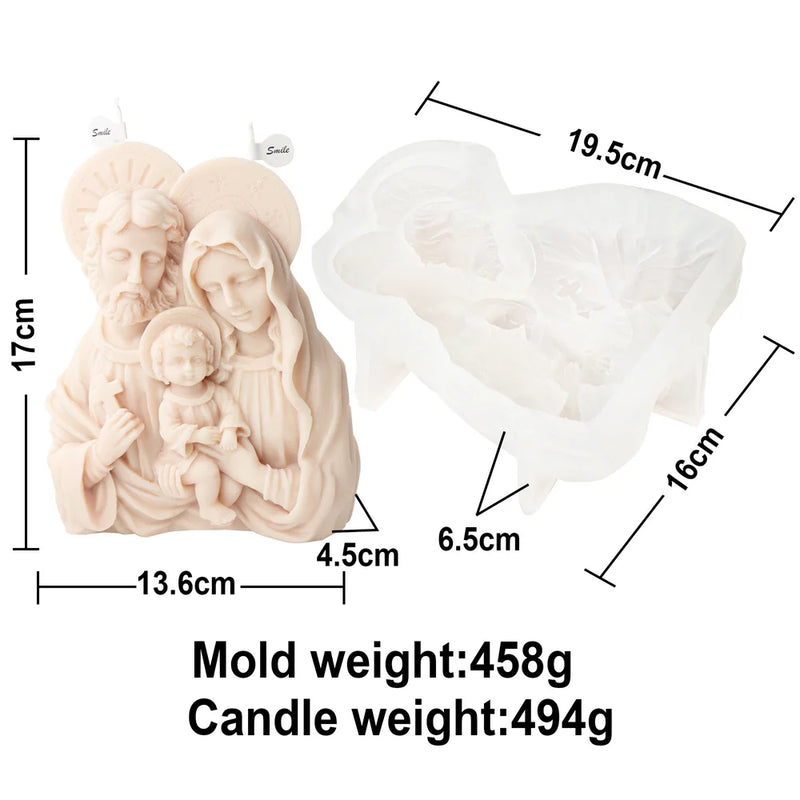 Religious Blessed Virgin Mary Candle Silicone Mold Madonna Goddess Female Deity Portrait Scented Plaster Jesus Resin Epoxy Mould - PST PS Tradings