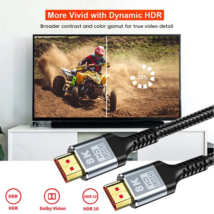 Hdmi 8k kabel 8k/60hz 4k/120hz uhd hdr 48gbps adapter hdmi kabel 5m für geräte große laptops hoch auflösende tv projektoren