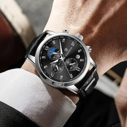 LIGE Men Watch Luxury Leather Waterproof Sport Quartz Wristwatch Chronograph Military Watch for Men Relogio Masculino Men‘s Gift - Property & Safety Tradings