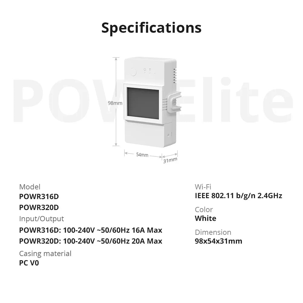 Sonoff Pow R3 16A /20A Wifi Smart Switch Höhere Genauigkeit Stromverbrauch Messen Monitor Strom Energie Verwendung Funktioniert mit Alexa