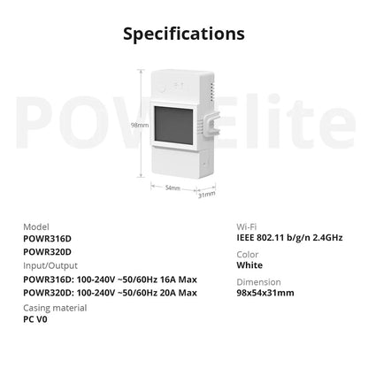 Sonoff Pow R3 16A /20A Wifi Smart Switch Höhere Genauigkeit Stromverbrauch Messen Monitor Strom Energie Verwendung Funktioniert mit Alexa