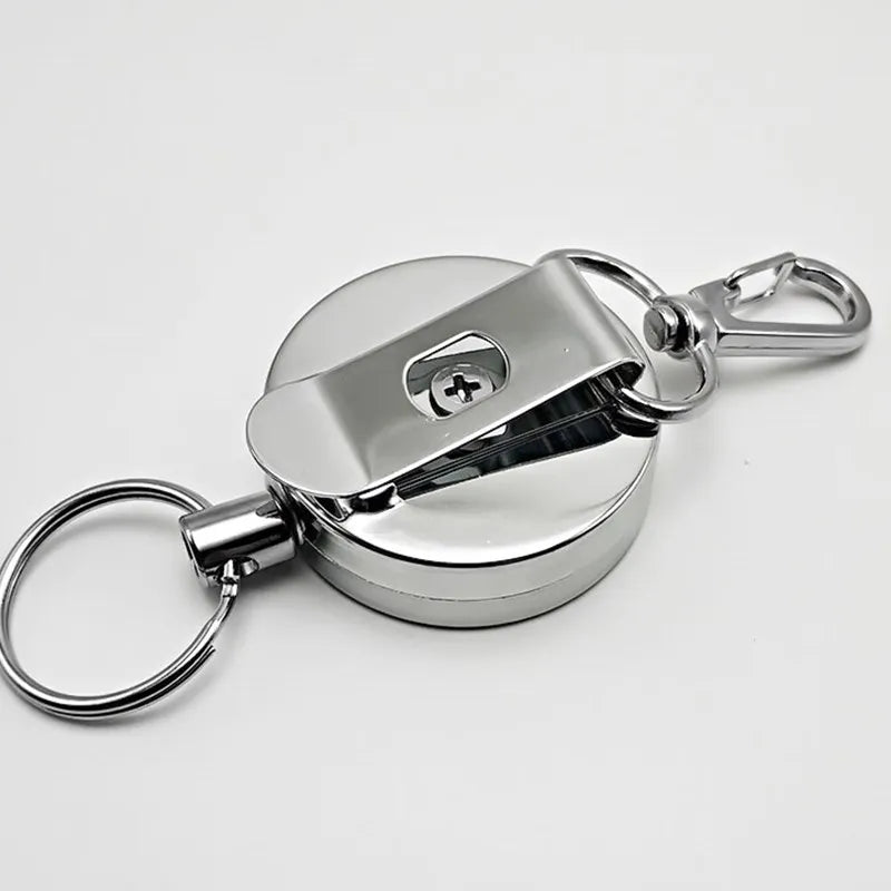 1pc Retractable Pull Key Ring ID Badge Holder Name Tag Card Holder Recoil Reel Belt Clip Gift Office Supplies - PST PS Tradings