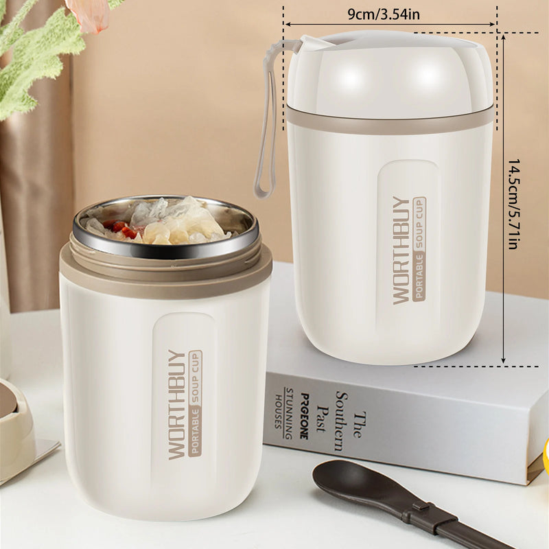 Portable Insulated Lunch Soup Cup Insulated Food Jar with Foldable Spoon Soup Jar Leakproof Hot Food Insulated Jar Food Containe - Property & Safety Tradings