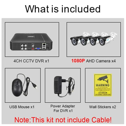 Smar 5 in 1 AHD Camera Kit 5MP 1080P  Video Recorder Surveillance System Outdoor Security 4CH CCTV System Camera Email Alarm - Property & Safety Tradings