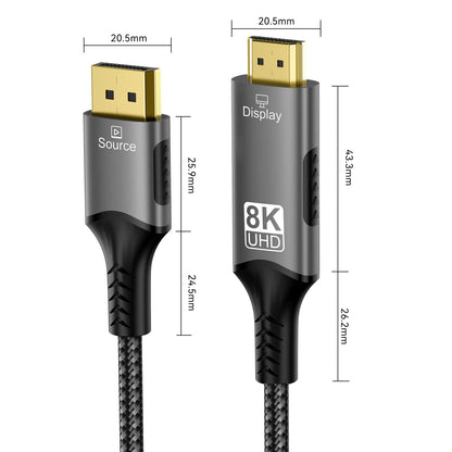 8k dp zu hdmi 2,1 kabel audio video konverter uni direktion aler adapter 8k @ 60hz 4k @ 120hz für hdtv projektor laptop monitor