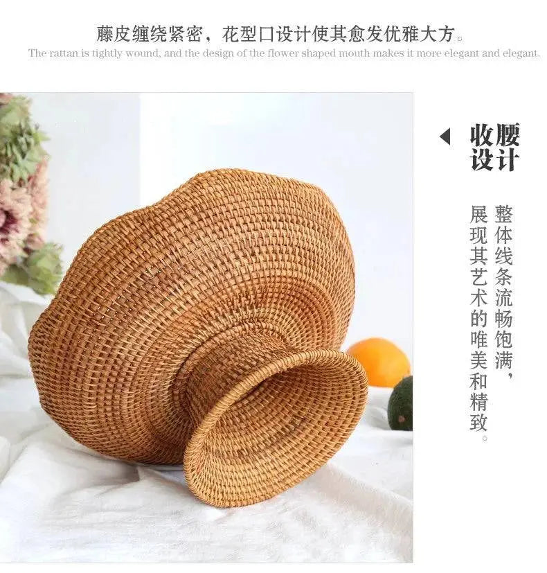 Rattan Fruit Baskets Wicker Storage Bowls Natural Woven Serving Basket Bowls Decorative Baskets for Kitchen Counter Organizing - Property & Safety Tradings