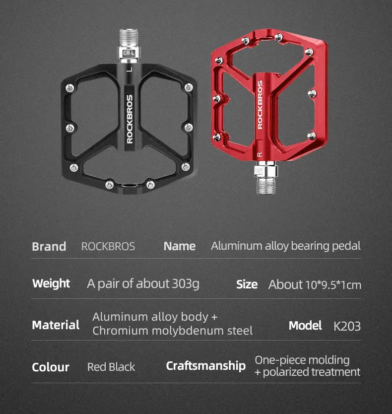 ROCKBROS MTB Cycling Ultralight Pedal Bike Bicycle Sealed DU Bearing Pedals Aluminum Alloy CRMO Non-slip Cleat Bike Part Pedals - Property & Safety Tradings